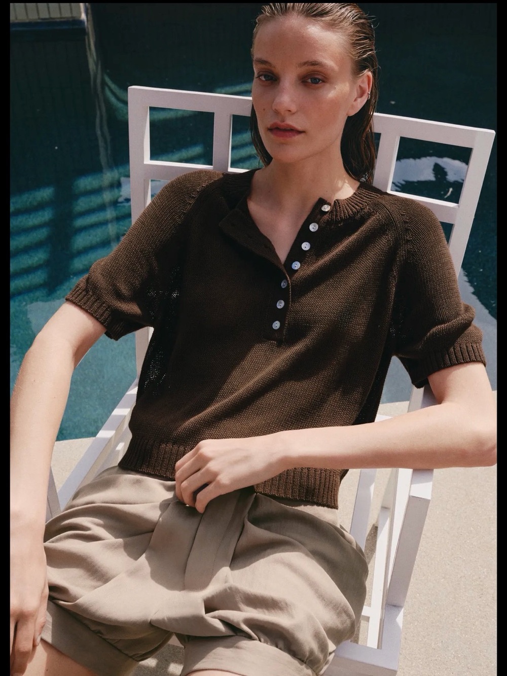 Zara Short Sleeve Button Down Jumper